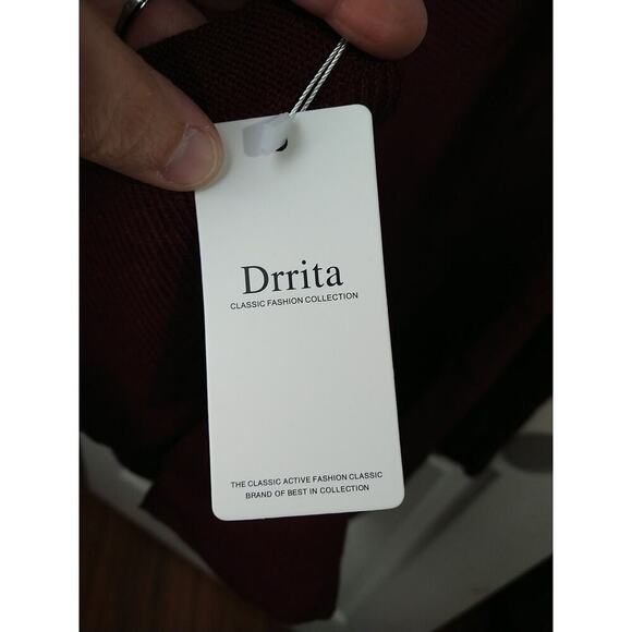 Drrita Woman M Sweater Burgundy Turtleneck Batwing Pullover Hi Low Hem Tunic - Picture 6 of 9